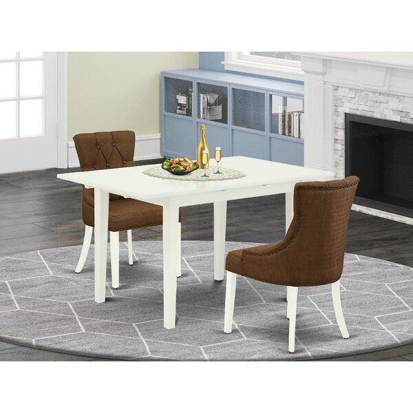East West Furniture 3 Piece Norfork Kitchen Furniture Set - Linen White - NOFR3-LWH-18