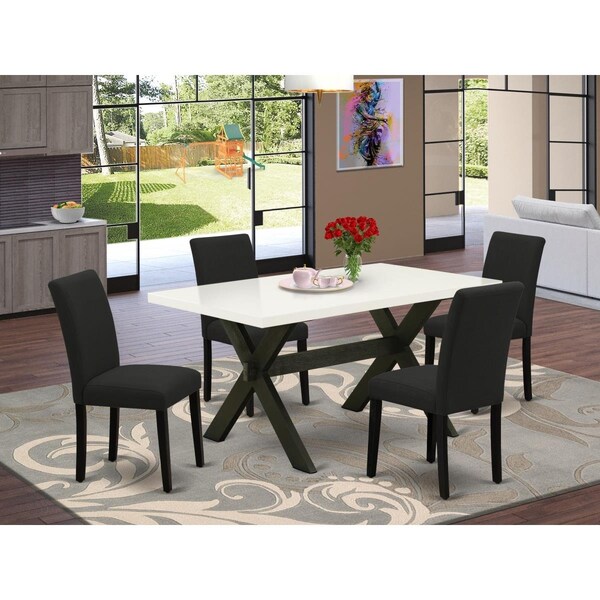 East West Furniture 5 Piece X-Style Dining Room Set - Black - X626AB624-5