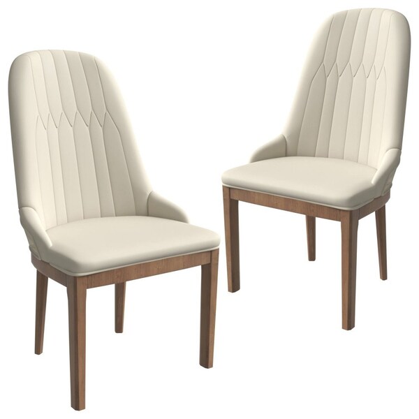 Leisuremod Verisma Collection Modern Wooden Dining Chair in Light Taupe, 2PK - VC57LTP2