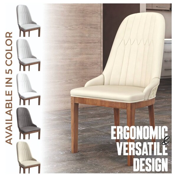Leisuremod Verisma Collection Modern Wooden Dining Chair in Light Taupe, 2PK - VC57LTP2