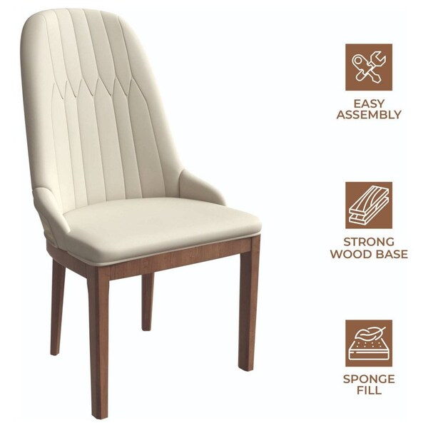 Leisuremod Verisma Collection Modern Wooden Dining Chair in Light Taupe, 2PK - VC57LTP2