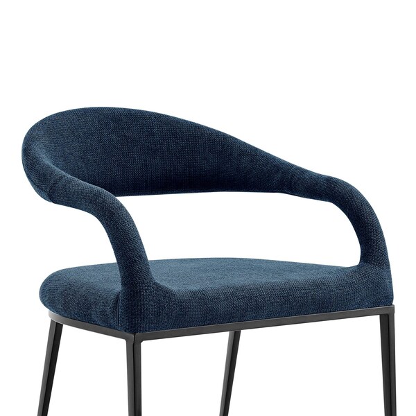 Armen Living Morgan Upholstered Dining Chair with Matte Black Iron and Blue Fabric - Set of 2 - LCMOSIBLKBLU