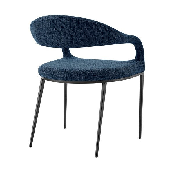 Armen Living Morgan Upholstered Dining Chair with Matte Black Iron and Blue Fabric - Set of 2 - LCMOSIBLKBLU