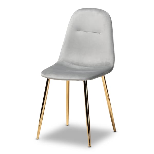 Baxton Studio Elyse Grey Velvet Gold Finished 4-Piece Metal Dining Chair Set - 160-9911