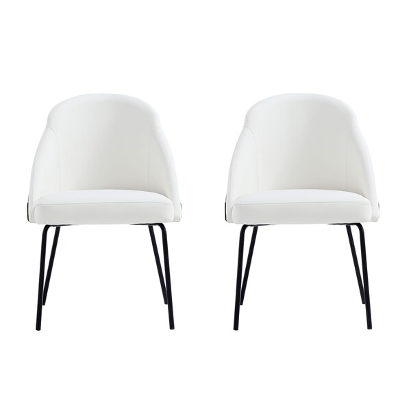 Manhattan Comfort Gracie Dining Chair in White and Black - Set of 2 - 2-DC100-BWH