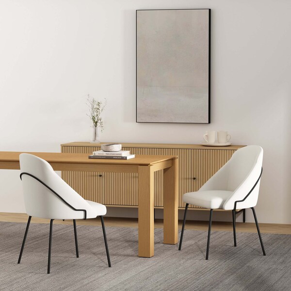 Manhattan Comfort Gracie Dining Chair in White and Black - Set of 2 - 2-DC100-BWH