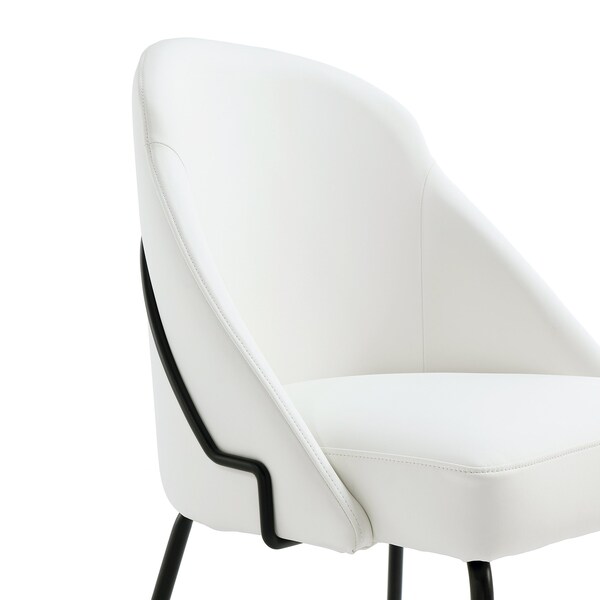 Manhattan Comfort Gracie Dining Chair in White and Black - Set of 2 - 2-DC100-BWH