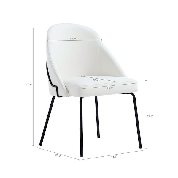 Manhattan Comfort Gracie Dining Chair in White and Black - Set of 2 - 2-DC100-BWH