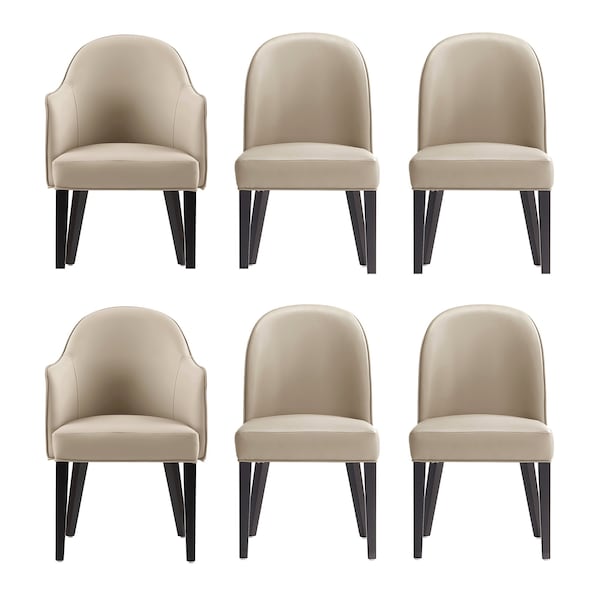 Manhattan Comfort 6-Piece Hillman Dining Chair and Arm Chair in Sand - 6-DC087AR2-SD
