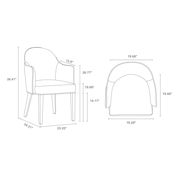 Manhattan Comfort 6-Piece Hillman Dining Chair and Arm Chair in Sand - 6-DC087AR2-SD
