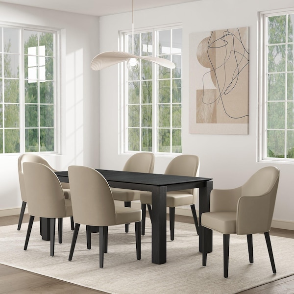 Manhattan Comfort 6-Piece Hillman Dining Chair and Arm Chair in Sand - 6-DC087AR2-SD