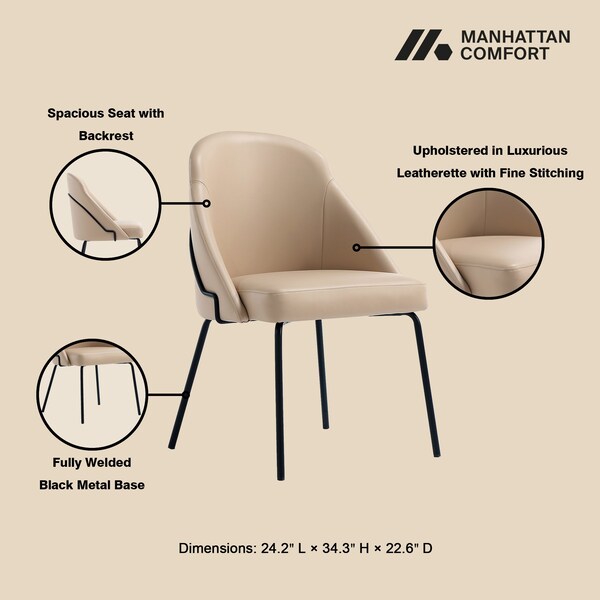 Manhattan Comfort Gracie Dining Chair in Tan and Black - DC100-BTN