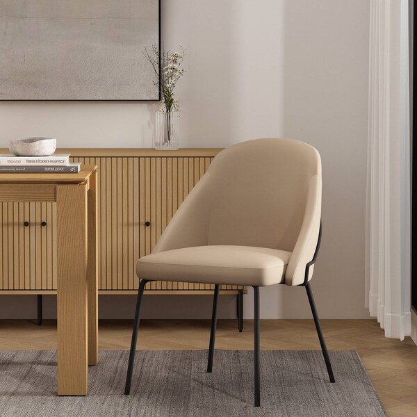 Manhattan Comfort Gracie Dining Chair in Tan and Black - DC100-BTN