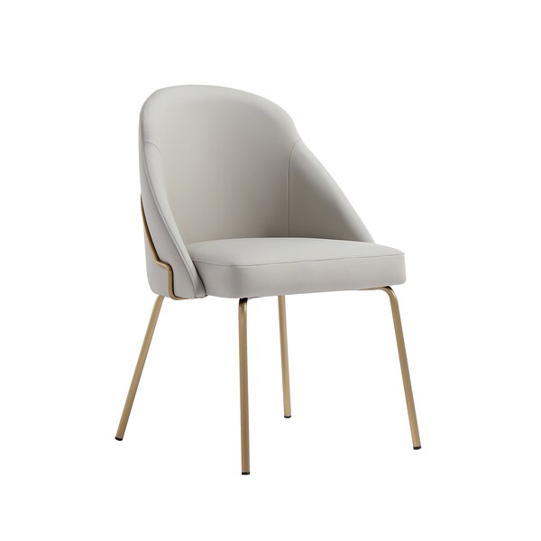 Manhattan Comfort Gracie Dining Chair in Stone and Gold - Set of 4 - 4-DC100-GST