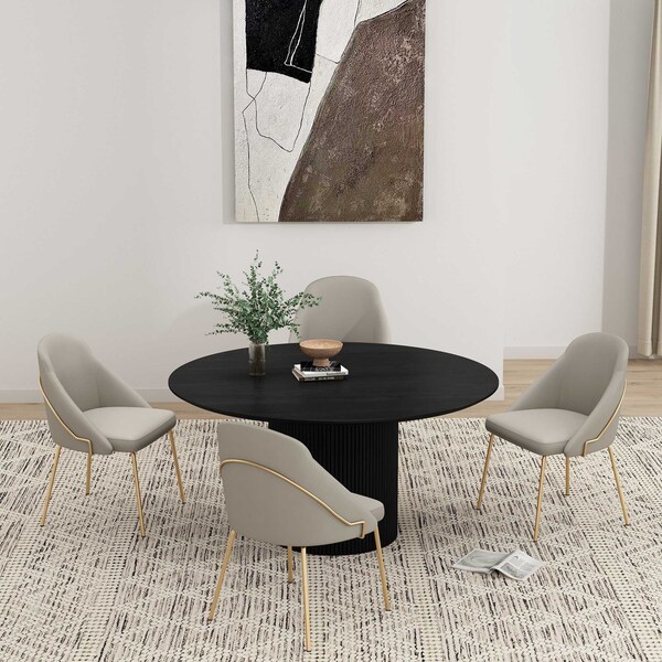 Manhattan Comfort Gracie Dining Chair in Stone and Gold - Set of 4 - 4-DC100-GST