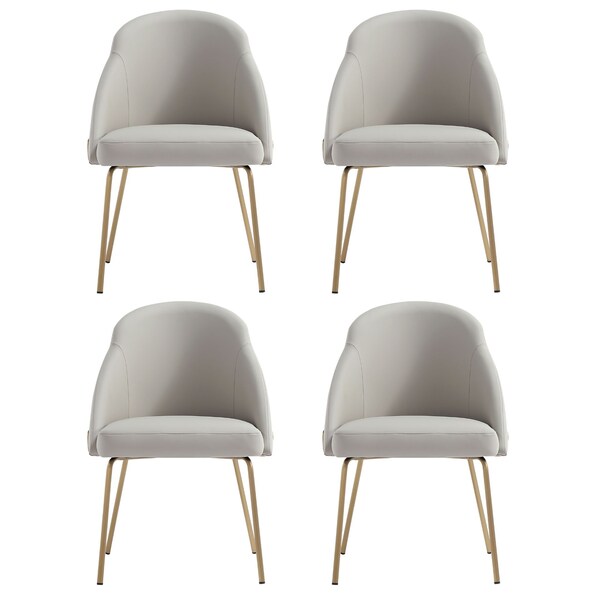 Manhattan Comfort Gracie Dining Chair in Stone and Gold - Set of 4 - 4-DC100-GST