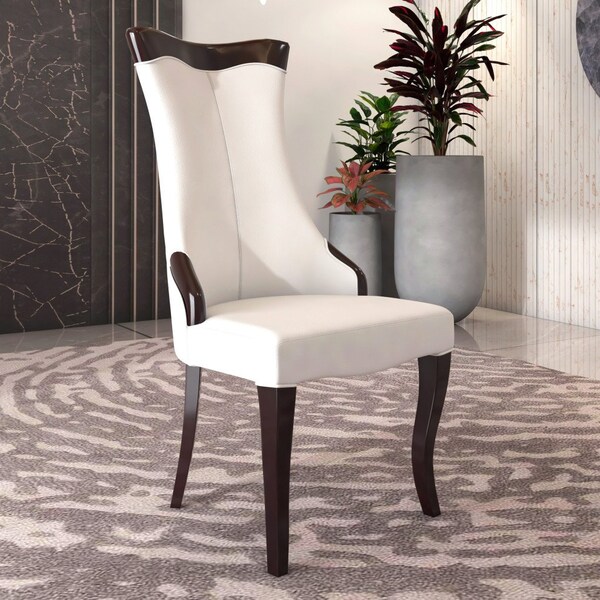 Leisuremod Novara Collection Modern Wooden Dining Chair in Light Cream - NC20CR