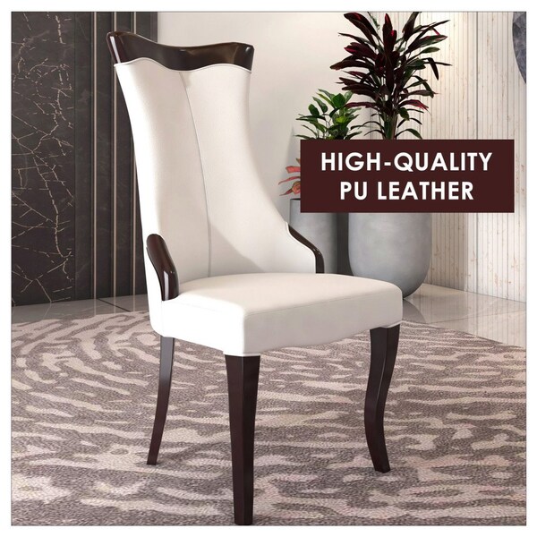Leisuremod Novara Collection Modern Wooden Dining Chair in Light Cream - NC20CR