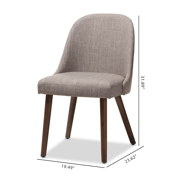 Baxton Studio Cody Light Grey Upholstered Walnut Finished Wood Dining Chair, PK2 - 144-7943