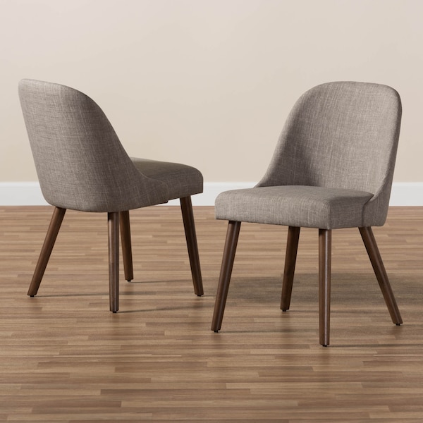 Baxton Studio Cody Light Grey Upholstered Walnut Finished Wood Dining Chair, PK2 - 144-7943
