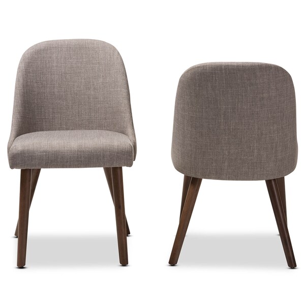 Baxton Studio Cody Light Grey Upholstered Walnut Finished Wood Dining Chair, PK2 - 144-7943