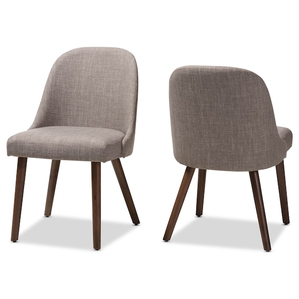 Baxton Studio Cody Light Grey Upholstered Walnut Finished Wood Dining Chair, PK2 - 144-7943