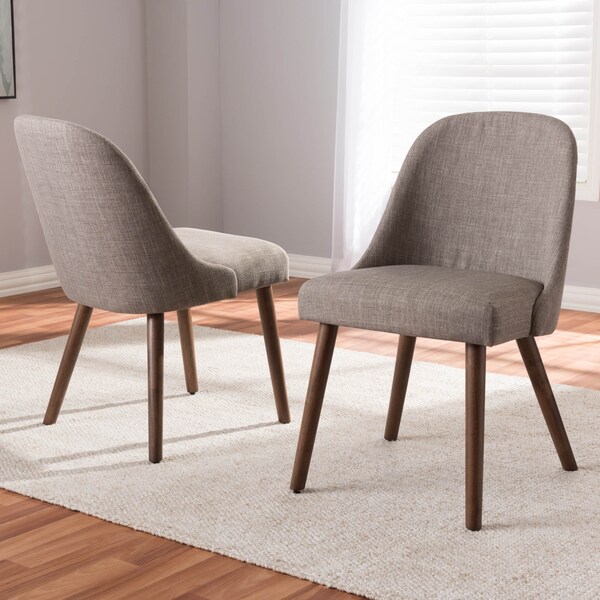Baxton Studio Cody Light Grey Upholstered Walnut Finished Wood Dining Chair, PK2 - 144-7943