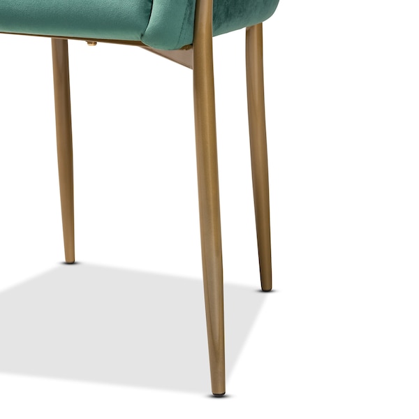 Baxton Studio Ballard Glam and Luxe Green Velvet Upholstered and Gold Finished Metal Dining Chair - 192-11779-ZORO