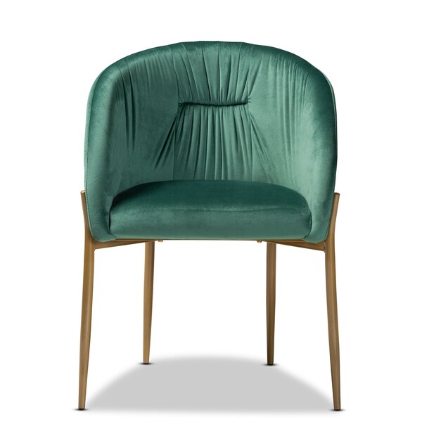 Baxton Studio Ballard Glam and Luxe Green Velvet Upholstered and Gold Finished Metal Dining Chair - 192-11779-ZORO