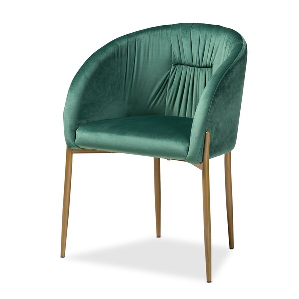 Baxton Studio Ballard Glam and Luxe Green Velvet Upholstered and Gold Finished Metal Dining Chair - 192-11779-ZORO
