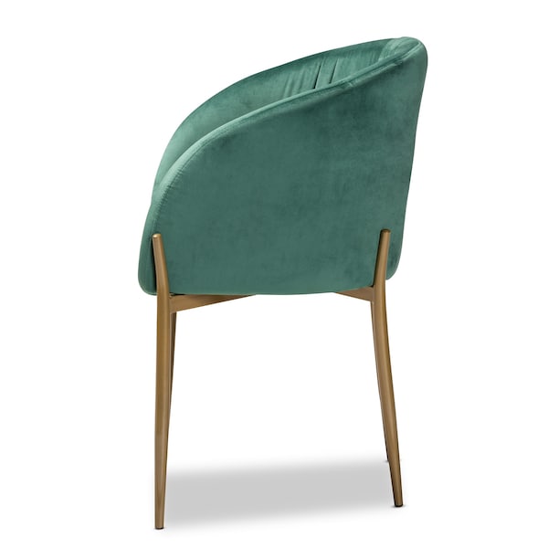 Baxton Studio Ballard Glam and Luxe Green Velvet Upholstered and Gold Finished Metal Dining Chair - 192-11779-ZORO