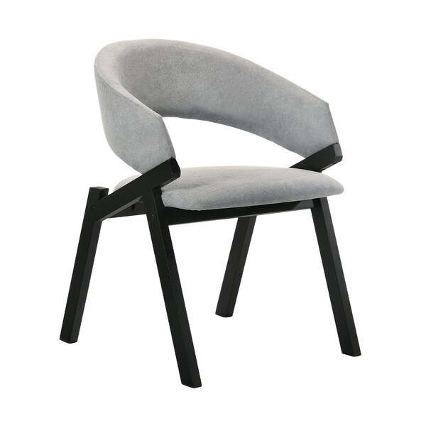 Armen Living Talulah Gray Fabric and Black Veneer Dining Side Chairs - Set of 2 - LCTASIGRBL