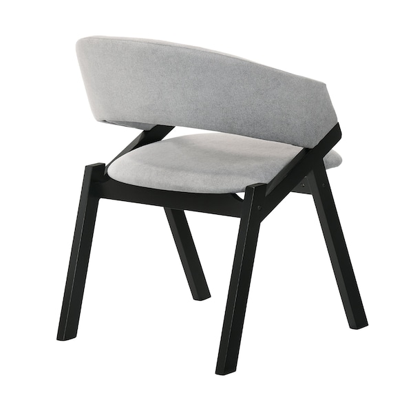 Armen Living Talulah Gray Fabric and Black Veneer Dining Side Chairs - Set of 2 - LCTASIGRBL