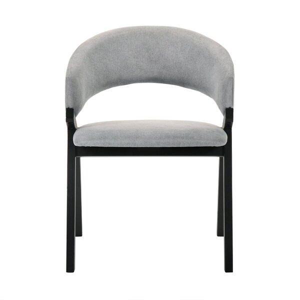 Armen Living Talulah Gray Fabric and Black Veneer Dining Side Chairs - Set of 2 - LCTASIGRBL