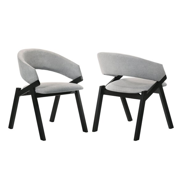 Armen Living Talulah Gray Fabric and Black Veneer Dining Side Chairs - Set of 2 - LCTASIGRBL