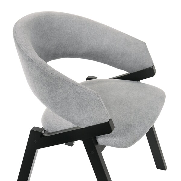Armen Living Talulah Gray Fabric and Black Veneer Dining Side Chairs - Set of 2 - LCTASIGRBL