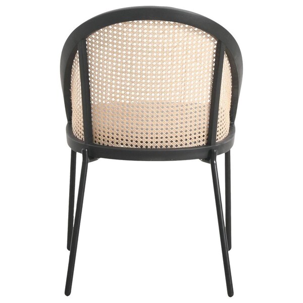 Leisuremod Urbane Collection Modern Dining Chair With Wicker back in Charcoal, 4PK - UC21WCH4