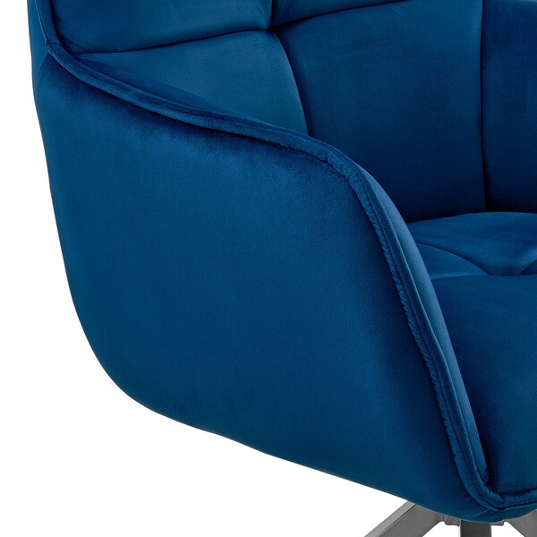 Armen Living Noah Dining Room Accent Chair in Blue Velvet and Brushed Stainless Steel Finish - LCNHCHBLU