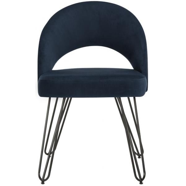Safavieh 31.75 x 21.25 x 24.25 in. Jora Velvet Retro Dining Chair, Navy - FOX6296A-SET2