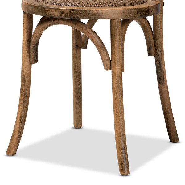 Baxton Studio Dacian Mid-Century Brown Woven Rattan and Walnut Brown Wood Dining Chair Set(2PC) PR - 195-2PC-12392-ZORO