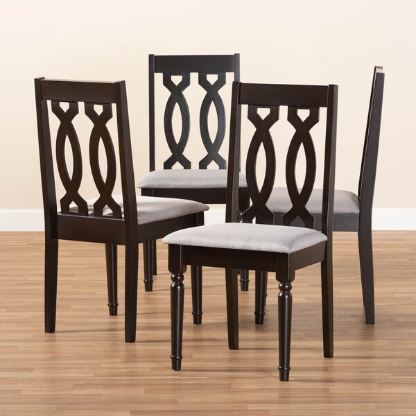 Baxton Studio Cherese Grey Upholstered Espresso Finished Wood Dining Chair, PK4 - 157-9734