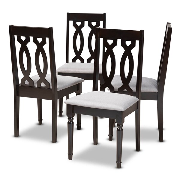 Baxton Studio Cherese Grey Upholstered Espresso Finished Wood Dining Chair, PK4 - 157-9734