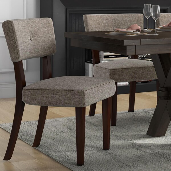 Acme Upholstered Fabric Dining Side Chair in Gray and Espresso, 2PK - ER-028ESP