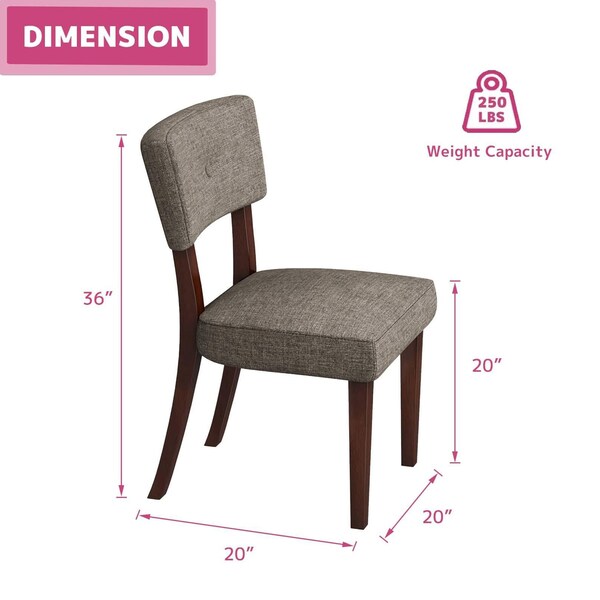Acme Upholstered Fabric Dining Side Chair in Gray and Espresso, 2PK - ER-028ESP