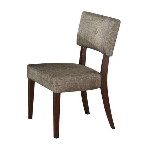Acme Upholstered Fabric Dining Side Chair in Gray and Espresso, 2PK - ER-028ESP