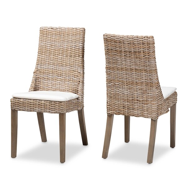 Baxton Studio Toby Modern Bohemian Grey Rattan Dining Chair, PK2 - 209-2PC-12795