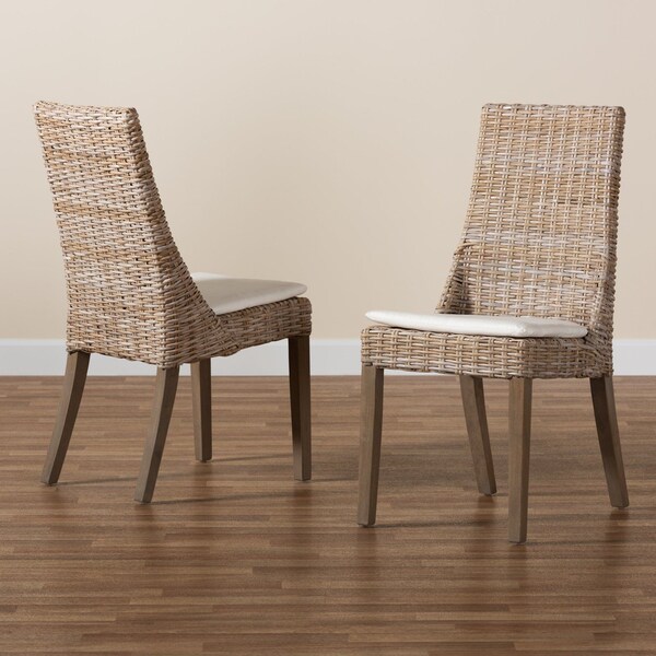 Baxton Studio Toby Modern Bohemian Grey Rattan Dining Chair, PK2 - 209-2PC-12795