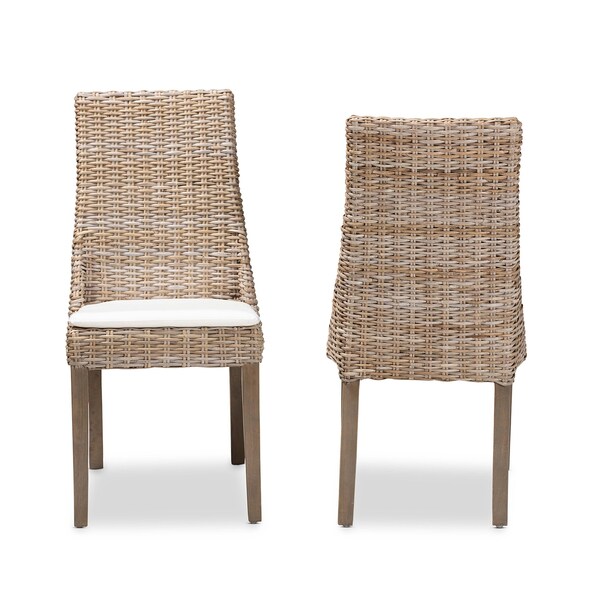 Baxton Studio Toby Modern Bohemian Grey Rattan Dining Chair, PK2 - 209-2PC-12795