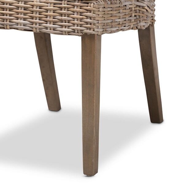 Baxton Studio Toby Modern Bohemian Grey Rattan Dining Chair, PK2 - 209-2PC-12795
