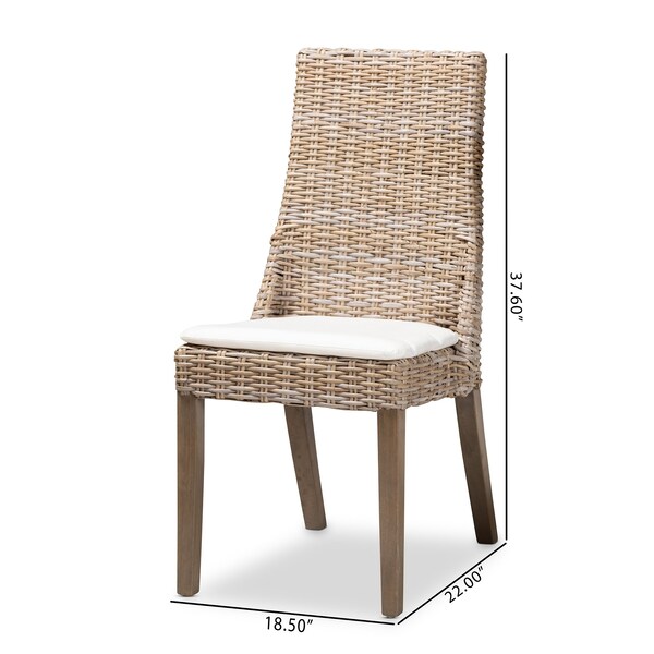 Baxton Studio Toby Modern Bohemian Grey Rattan Dining Chair, PK2 - 209-2PC-12795